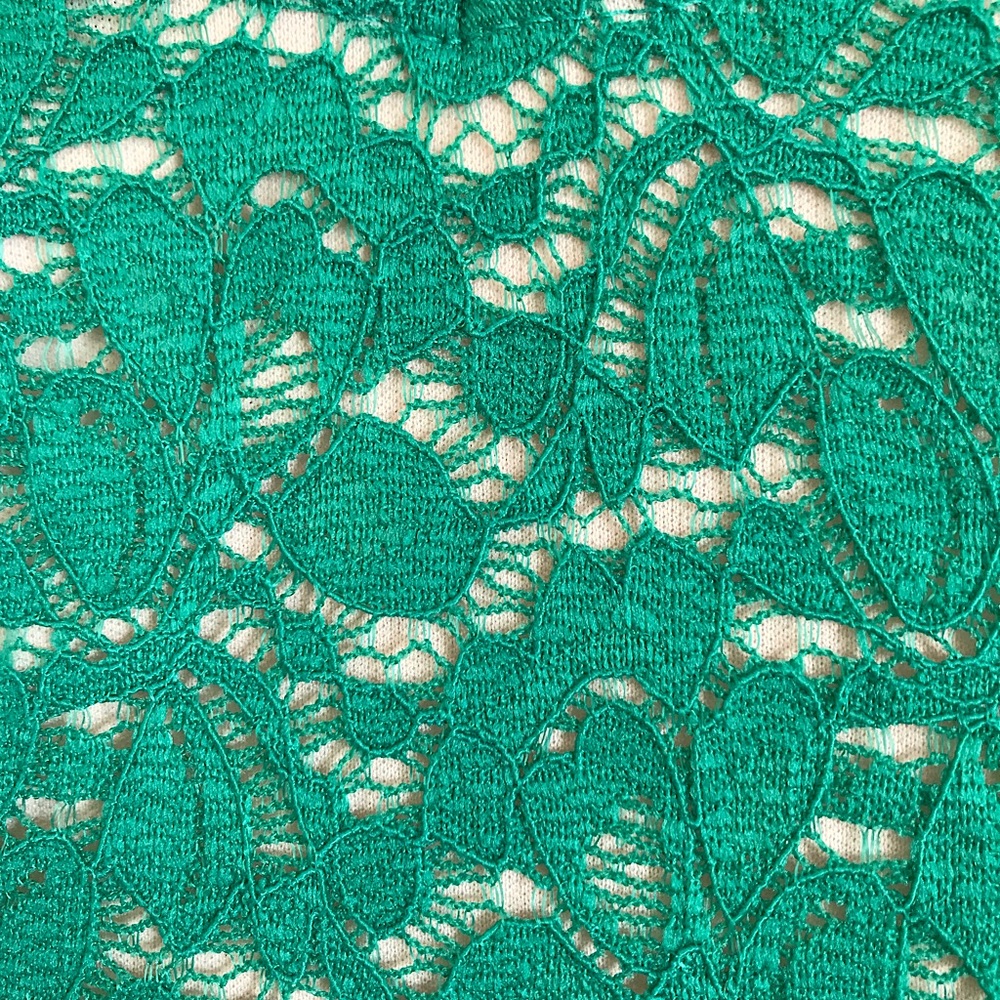 Arden B Off The Shoulder Fully Linned Green Lace Crop Top Size Extra Small - Picture 5 of 5